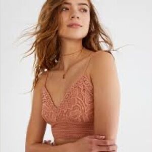 Aeropostale Lace Crochet Bralette - Dusty Rose size medium
